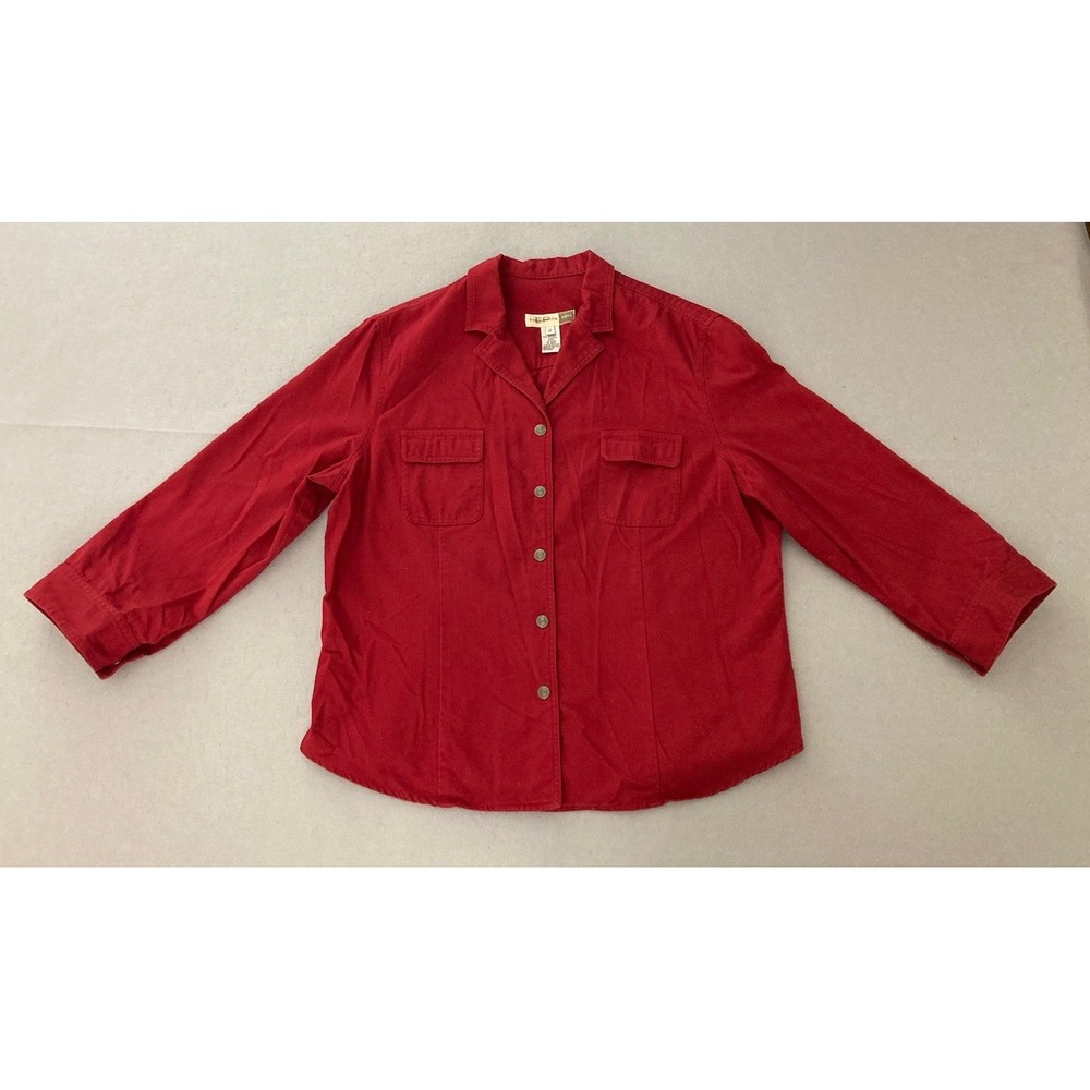 Evan Picone Women's Barn Red Chore Shacket Jacket Utility Top Cotton Twill Sz 18